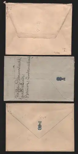 B12914 DR Deutsches Reich 3x Brief Damstadt 1912 nach Leipzig