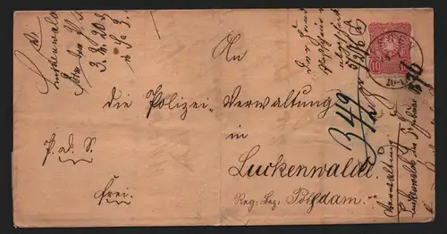 B12908 DR Deutsches Reich Brief Jessen 1878 nach Luckenwalde mit Inhalt