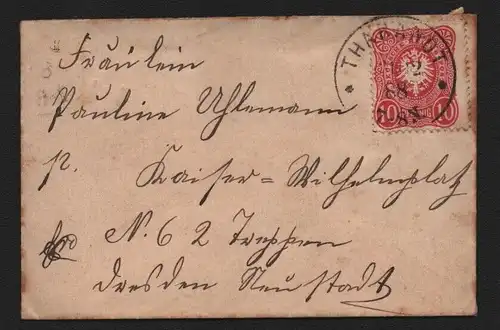 B12907 DR Deutsches Reich Brief Tharandt 1888 Dresden Neustadt 1.1. 1889