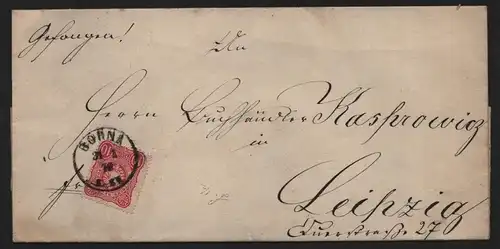 B12905 DR Deutsches Reich Brief Borna 1878 nach Leipzig Gerichts Verschlussmarke
