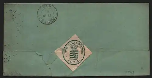 B12903 DR Deutsches Reich Brief Pirna 1881 nach Lindhart bei Lüben