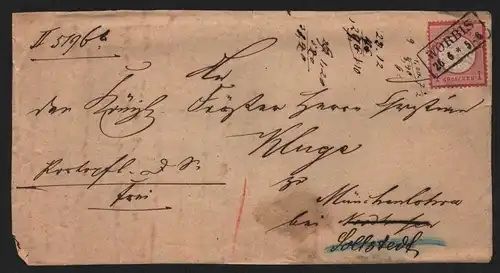 B12895 DR 19 Deutsches Reich Briefvorderseite Worbis um 1874