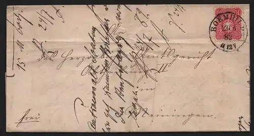 B12892 DR Deutsches Reich Brief Römhild oder Roemhild 1882 nach Meiningen