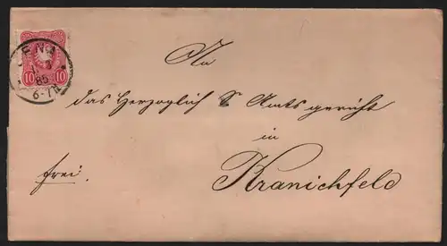 B12889 DR Deutsches Reich Brief Jena 1885 an Amtsgericht Kranichfeld ohne Inhalt