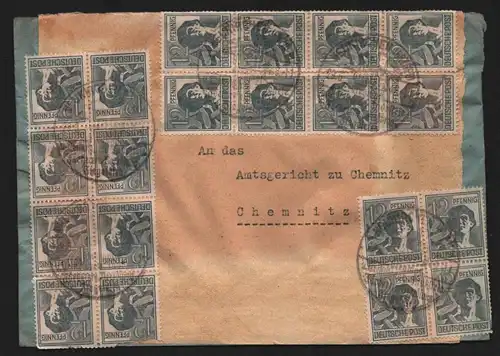 B12870 SBZ Brief Währungsreform Zehnfachfrankatur 1948 Neukirchen Erzgebirge