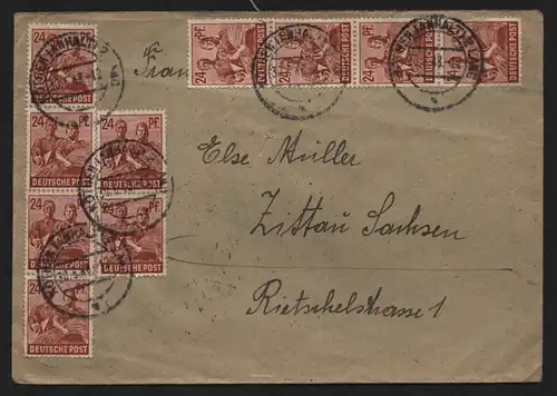 B12859 SBZ Brief Währungsreform Zehnfachfrankatur 1948 Köthen Anhalt 2 Land