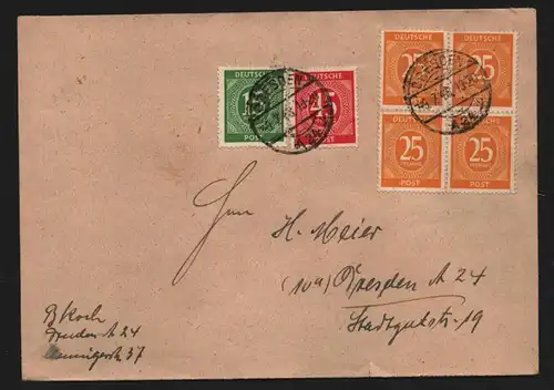 B12816 SBZ Brief Währungsreform Zehnfachfrankatur 1948 Dresden A 24 Ortsbrief