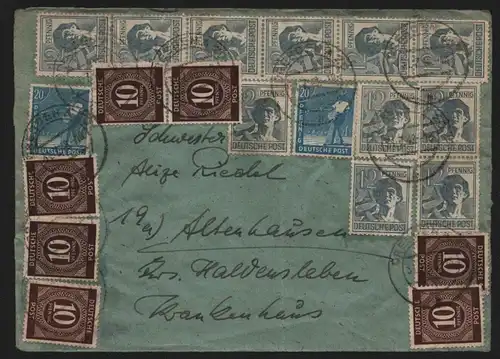 B12815 SBZ Briefvorderseite Währungsreform Zehnfachfrankatur 1948 Dresden A 20