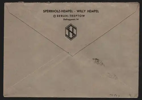 B12806 SBZ Brief Währungsreform Zehnfachfrankatur 1948 Ortsbrief Berlin Treptow