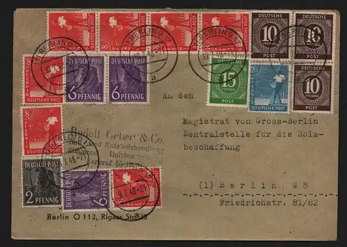 B12805 SBZ Brief Währungsreform Zehnfachfrankatur 1948 Ortsbrief Berlin O17 19.7