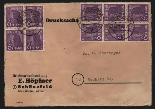 B12803 SBZ Brief Währungsreform Zehnfachfrankatur 1948 Drucksache Berlin Rudow