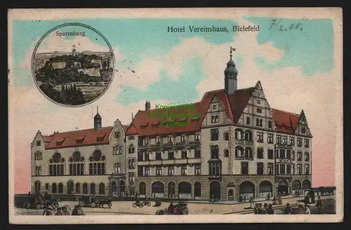 149783 AK Bielefeld 1908 Hotel Vereinshaus Sparenburg