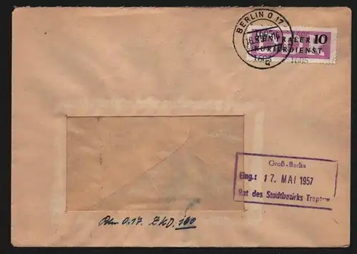 B13417 DDR ZKD 14 1605 Brief 1957 Berlin VEB Akkumulatoren Oberschöneweide