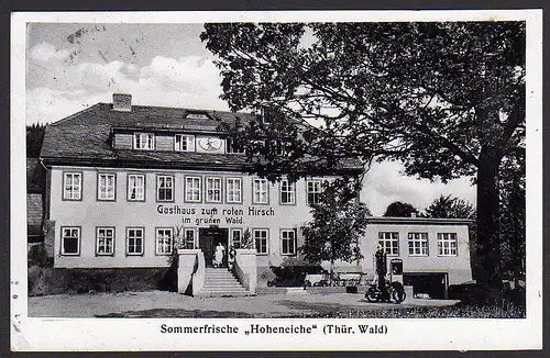 36628 AK Saalfeld Saale 1939 Hoheneiche Landpoststempel Gasthaus z. roten Hirsch
