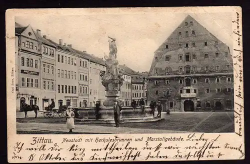 36705 AK Zittau Neustadt Herkulesbrunnen Marstall 1903