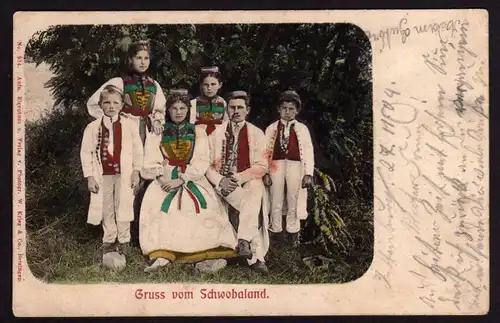 36016 AK Gruss vom Schwobaland Schwabenland Tracht Tübingen 1904