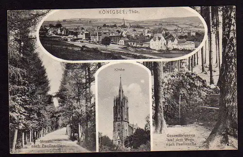 35751 AK Königsee Thür. Bahnhof Kirche Paulinzella 1912