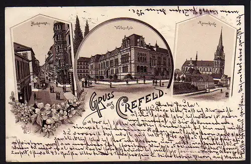 35721 AK Crefeld Hochstrasse Webeschule Marienkirche Krefeld 1897