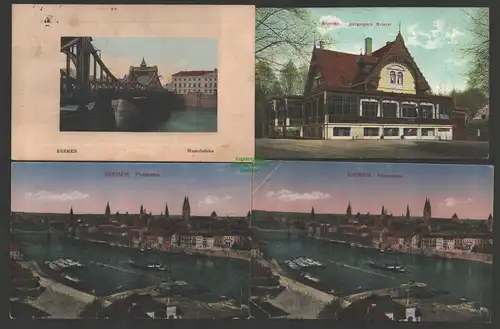 144882 4 AK Bremen 1911 1917 Weserbrücke Bürgerpark Meierei Panorama