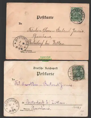 144869 2 AK Bautzen Totalansicht 1901 Hufeisenkarte Glücksklee 1902