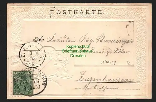 140158 AK Schloss Heidelberg Wappen Prägekarte Passepartout 1900