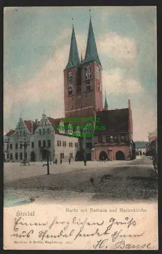 140143 AK Stendal Markt Rathaus Marienkirche 1903