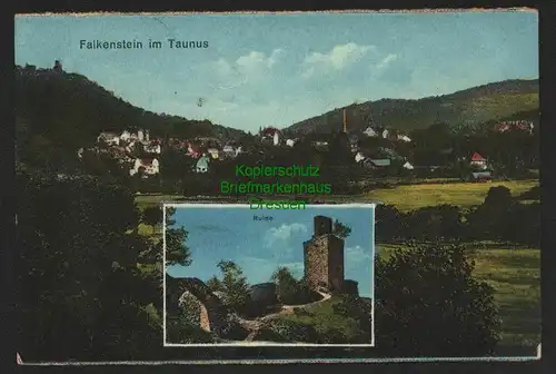 140221 AK Falkenstein im Taunus Panorama 1933 Ruine