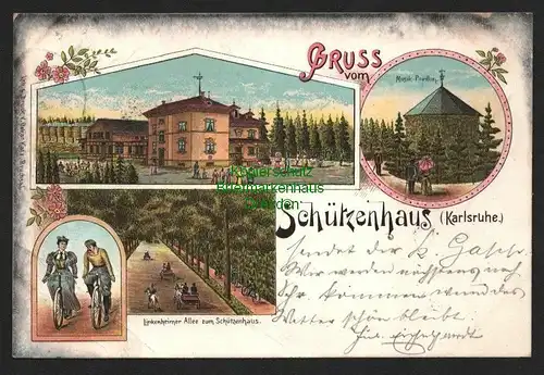 140155 AK Schützenhaus Karlsruhe Restaurant Litho 1901 Linkenheimer Allee