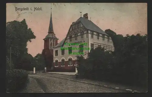 140240 AK Hamburg Bergstedt i. Holst. 1909 Schule Kirche