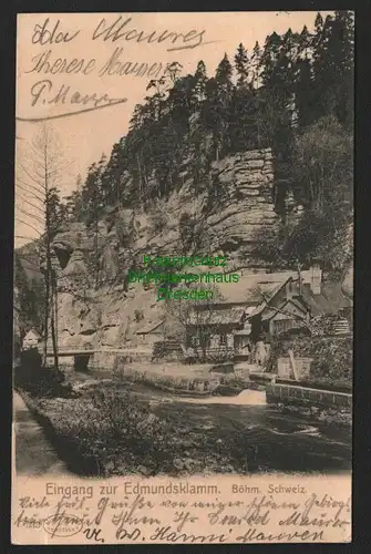 140134 AK Eingang zur Edmundsklamm Böhm. Schweiz Herrnskretschen 1904
