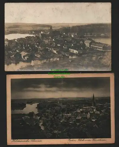 140080 2 AK Eutin Fotokarte Luftbild mit Kirche und Kolosseum