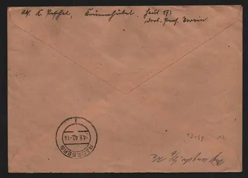B13193 Brief Einschreiben DR Hitler Hindenburg Krummhübel 1942 nach Radeberg