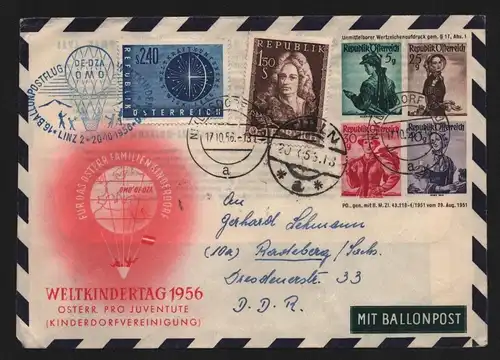 B13166 Österreich Ganzsache 1956 Niklasdorf Ballonpost über Tulln  n Radeberg