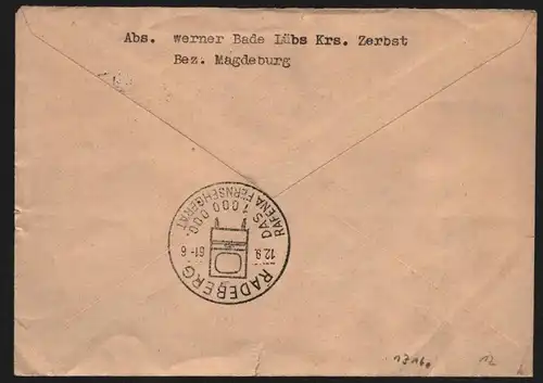 B13160 DDR Eilbrief Expres Landpoststempel Gehrden über Zerbst 1961 a VEB Rafena