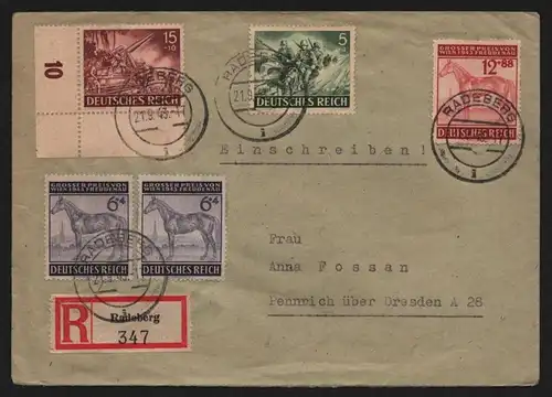 B13139 Brief Deutsches Reich 1944 Radeberg Einschreiben R 347 nach Pennrich