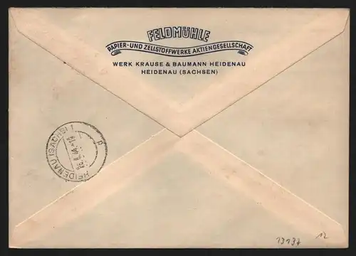 B13137 Brief Deutsches Reich 886 1944 Heidenau Sachs. R 940 An die Stadtbank