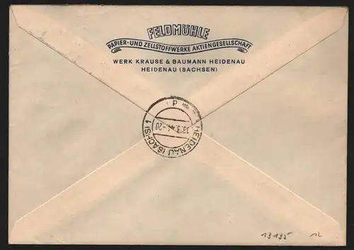 B13135 Brief Deutsches Reich 866 867 1944 Heidenau Sachs. R 185 An die Stadtbank