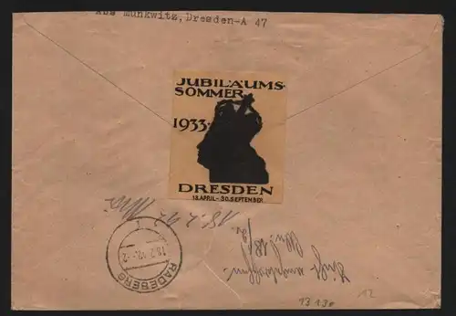 B13130 Brief Deutsches Reich 1942 Einschreiben Dresden A 47 nach Radeberg