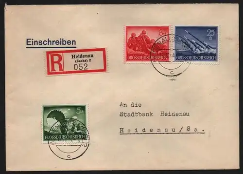 B13125 Brief Deutsches Reich 875 877 884 1944 Heidenau Sachs. R 052 An Stadtbank