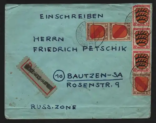 B13122 Brief Büchenbeuren Rheinland-Pfalz 1947 blanko Not-R-Zettel Einschreiben