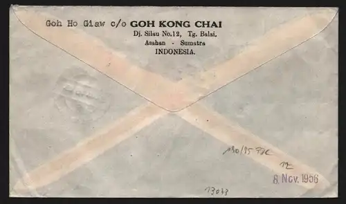 B13073 Indonesien 1956 186 - 189 nach Radeberg 200 Jahre Yogyakarta