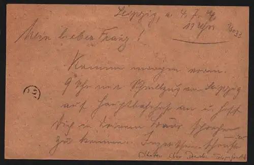 B13033 DR Deutsches Reich Leipzig 1924 Ganzsache Eilboten Express nach Dresden