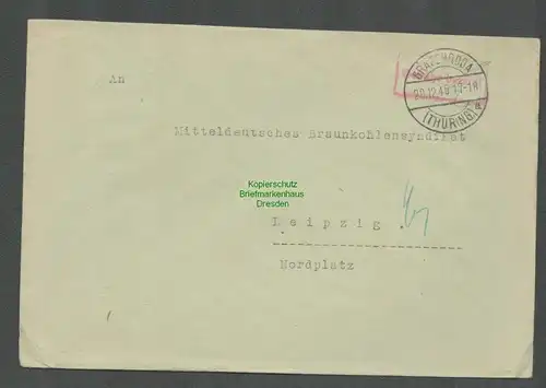 B5771 Gebühr bezahlt 1945 Brief Gräfenroda Thür. Carstens Kom. Ges. Gräfenthal