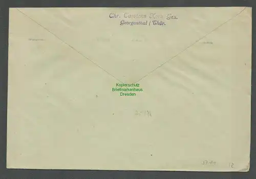 B5771 Gebühr bezahlt 1945 Brief Gräfenroda Thür. Carstens Kom. Ges. Gräfenthal