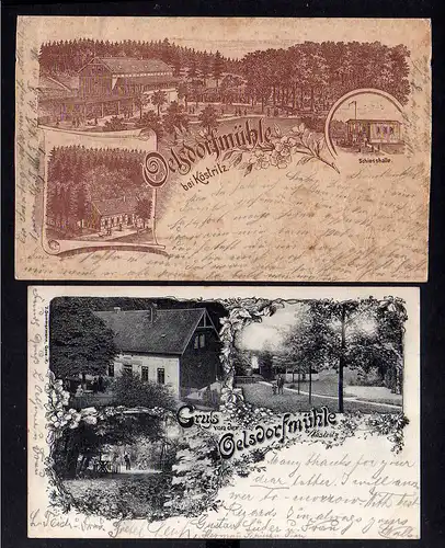 102318 2 AK Oelsdorfmühle bei Bad Köstritz Vorläufer Schiesshalle 1901 1905