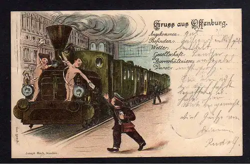 102381 AK Gruss aus Offenburg 1896 Litho Verlag Joseph Moch München