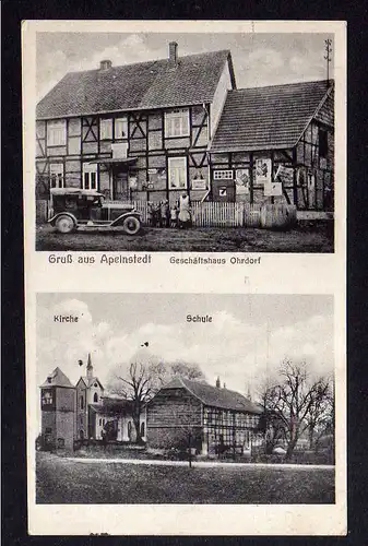 102818 AK Apelnstedt b. Sickte 1937 Kirche Schule Geschäftshaus Ohrdorf Gastwirt