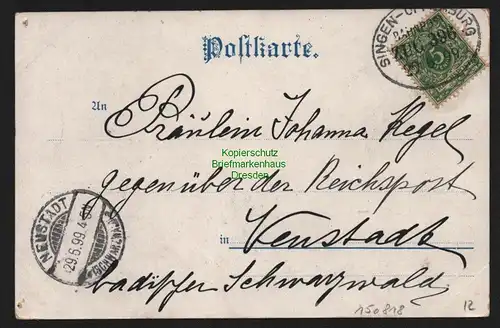 150818 AK Immendingen Litho 1899 Gasthof zum Falken Bahnhof Postamt Panorama