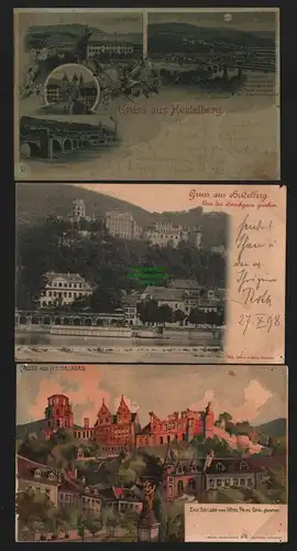 150823 3 AK Heidelberg 1898 Litho Künstlerkarte Alte Universität Schloss 1900 C