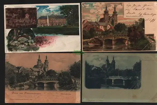 150836 4 AK Donaueschingen Litho Künstlerkarte Schützenbrücke 1899 Donauquelle